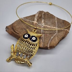 Owl Large Ethnic GOLD Pendant Hypoallergenic Gold Necklace